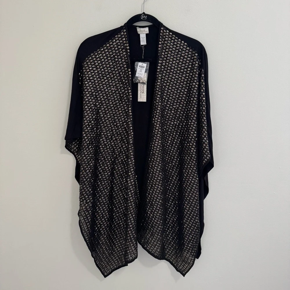 Chico's NWT Sequin Stripe Ruana Shawl Wrap